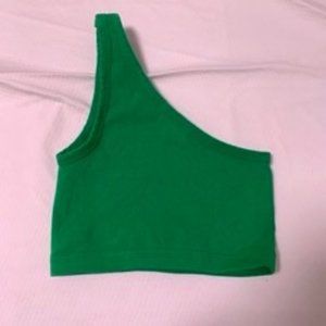 One Shoulder Green Crop Top